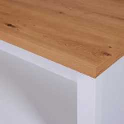Kochinsel Julina | Platte aus Eichenholz | 124 x 75 x 91,5 cm | Farbe: Weiß