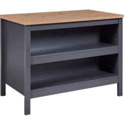 Kochinsel Nellina | Arbeitsplatte aus Eichenholz | 124 x 75 x 91,5 cm | Farbe: Anthrazit