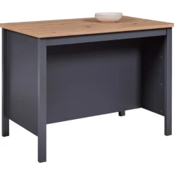 Kochinsel Nellina | Arbeitsplatte aus Eichenholz | 124 x 75 x 91,5 cm | Farbe: Anthrazit