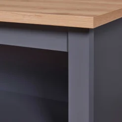 Kochinsel Nellina | Arbeitsplatte aus Eichenholz | 124 x 75 x 91,5 cm | Farbe: Anthrazit
