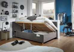 Kofferbett Cool | Mit Rückenlehne | 140 x 200 cm | Anthrazit Design