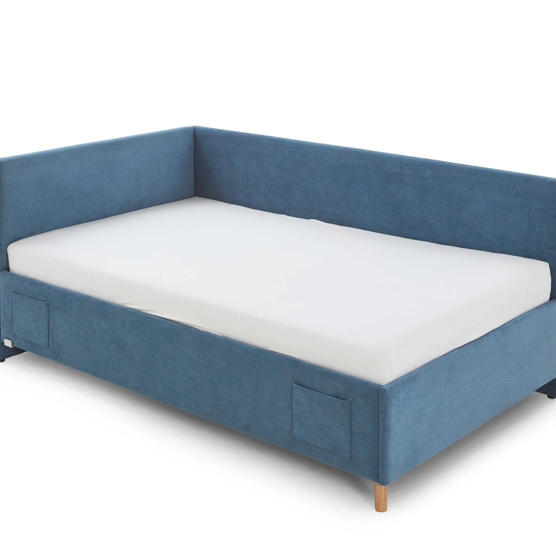 Kofferbett Cool | 120 x 200 cm | Mit Rückenlehne | Blaues Design