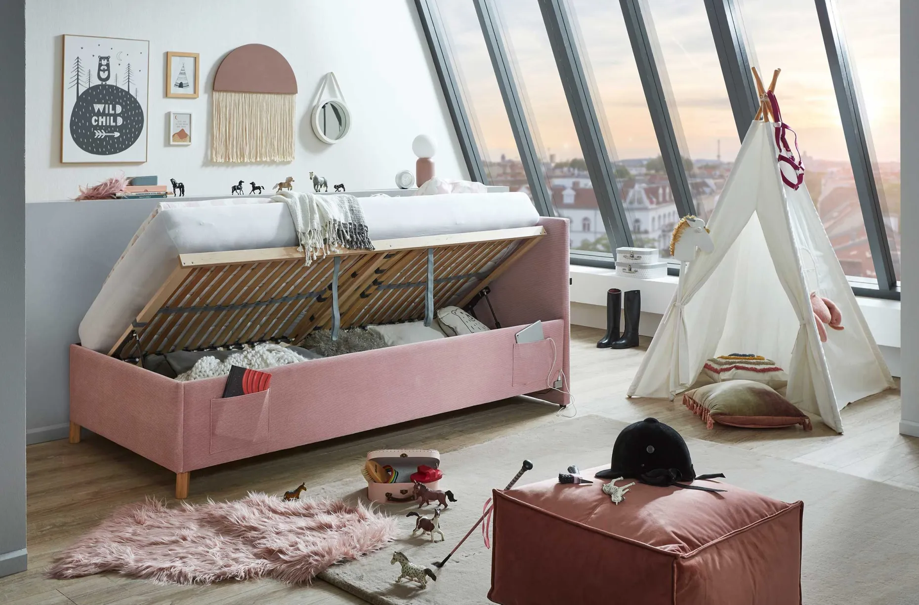 Kofferbett Cool | 120 x 200 cm | Rosa Design