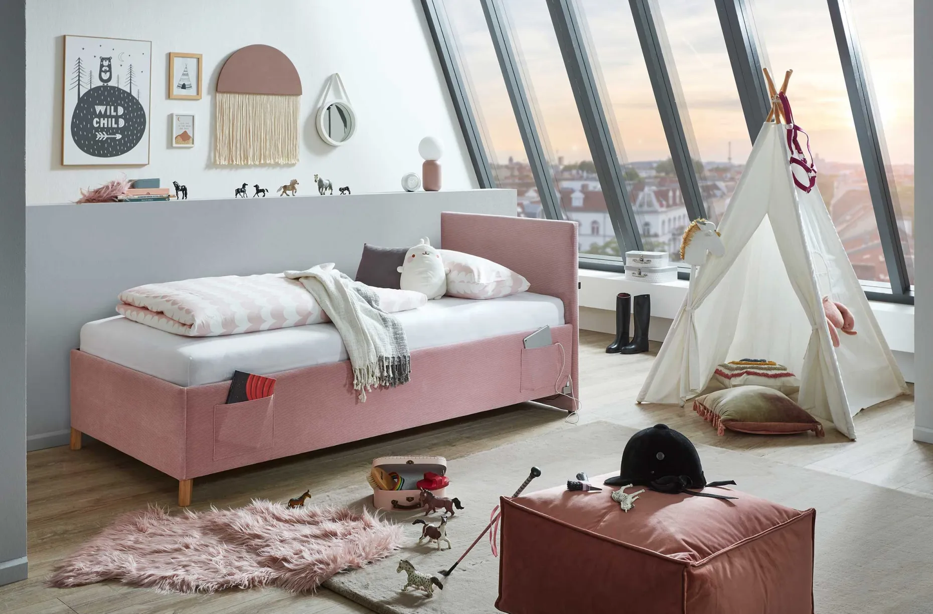 Kofferbett Cool | 90 x 200 cm | Rosa Design
