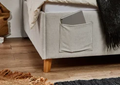 Kofferbett Ollie | Mit Rückenlehne | 140 x 200 cm | Beige Design