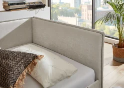Kofferbett Ollie | Mit Rückenlehne | 140 x 200 cm | Beige Design