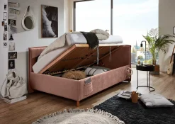 Kofferbett Ollie | Mit Rückenlehne | 120 x 200 cm | Rosa Design