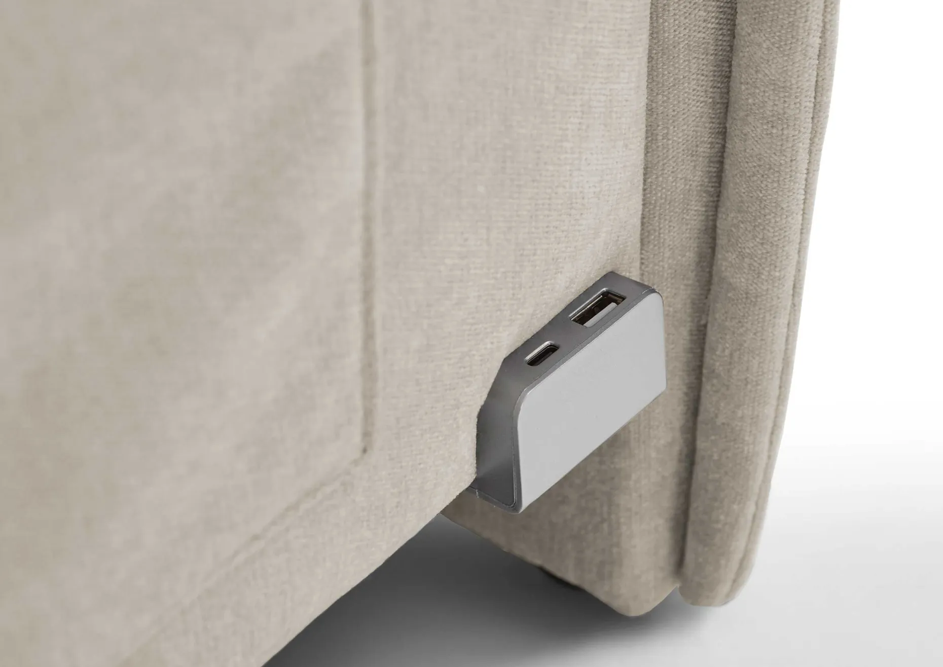Kofferbett Ollie | Mit Rückenlehne | 90 x 200 cm | Beige Design