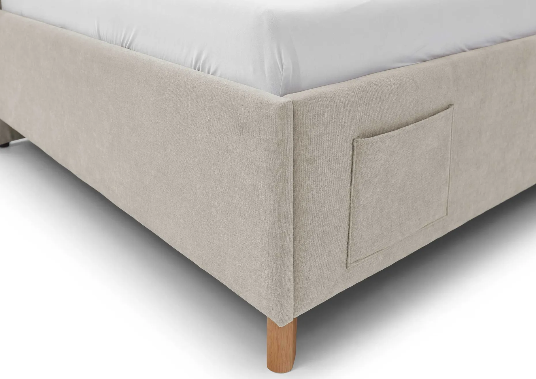 Kofferbett Ollie | Mit Rückenlehne | 90 x 200 cm | Beige Design