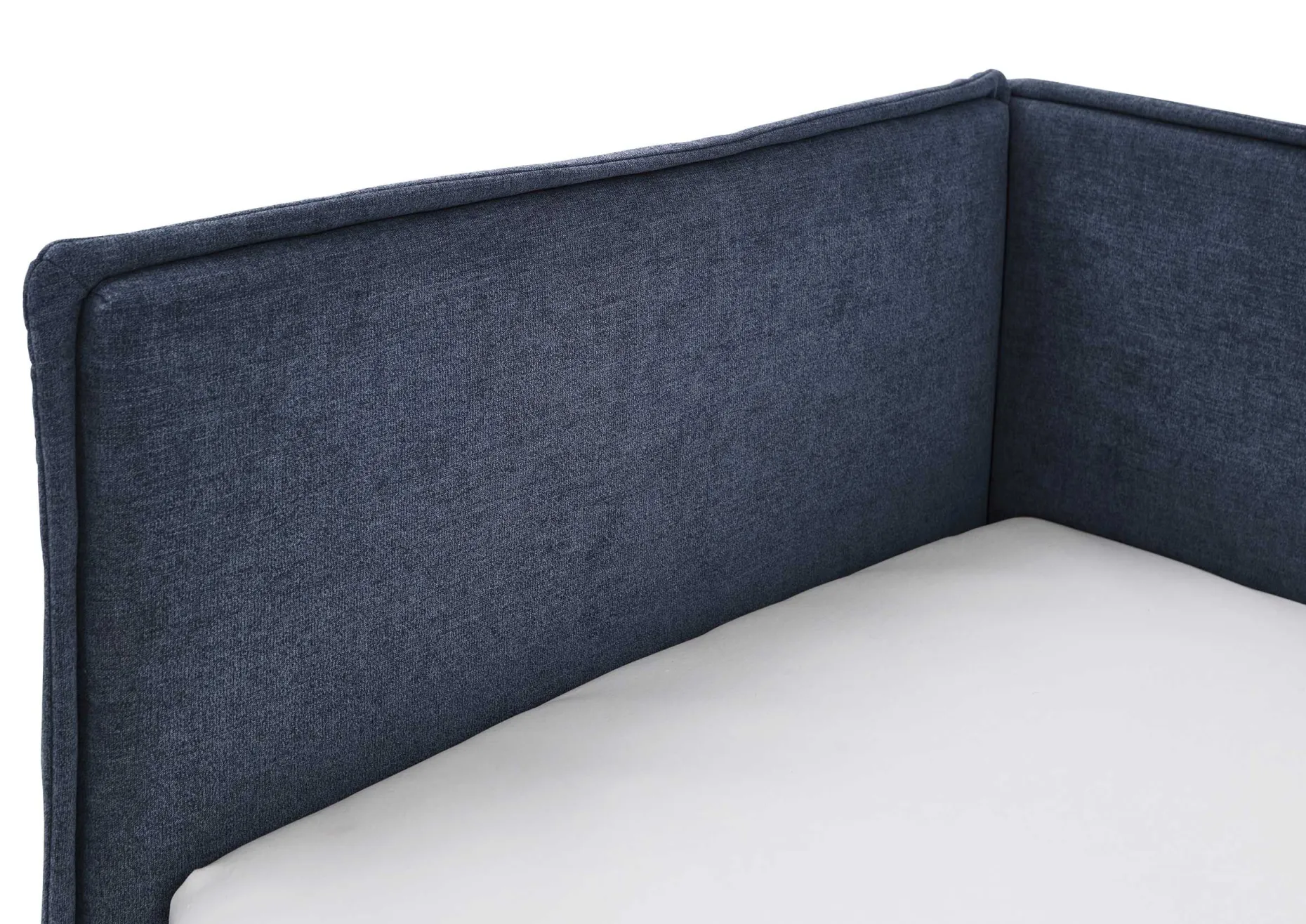Kofferbett Ollie | Mit Rückenlehne | 90 x 200 cm | marineblaues Design