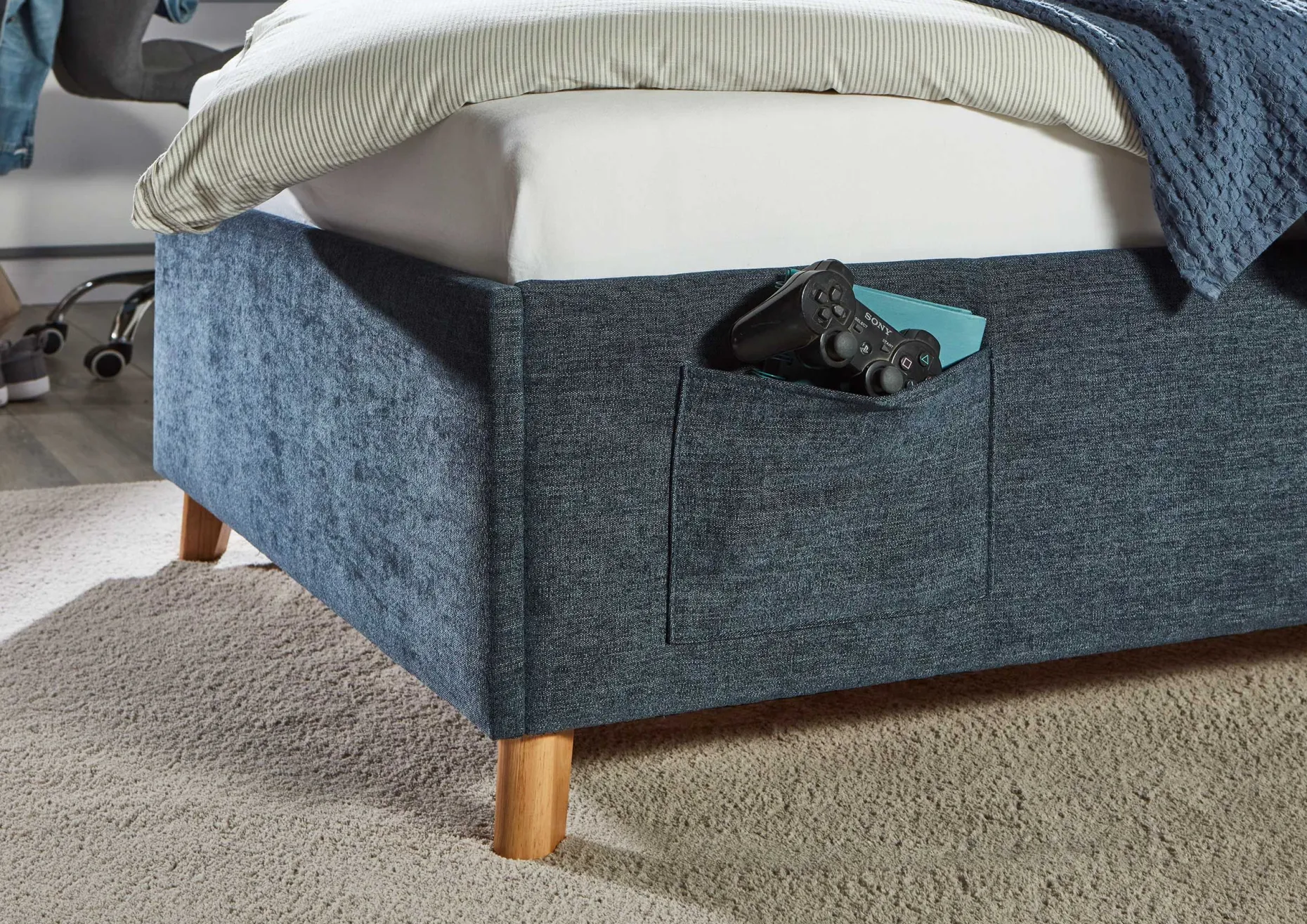 Kofferbett Ollie | 120 x 200 cm | Design Blau