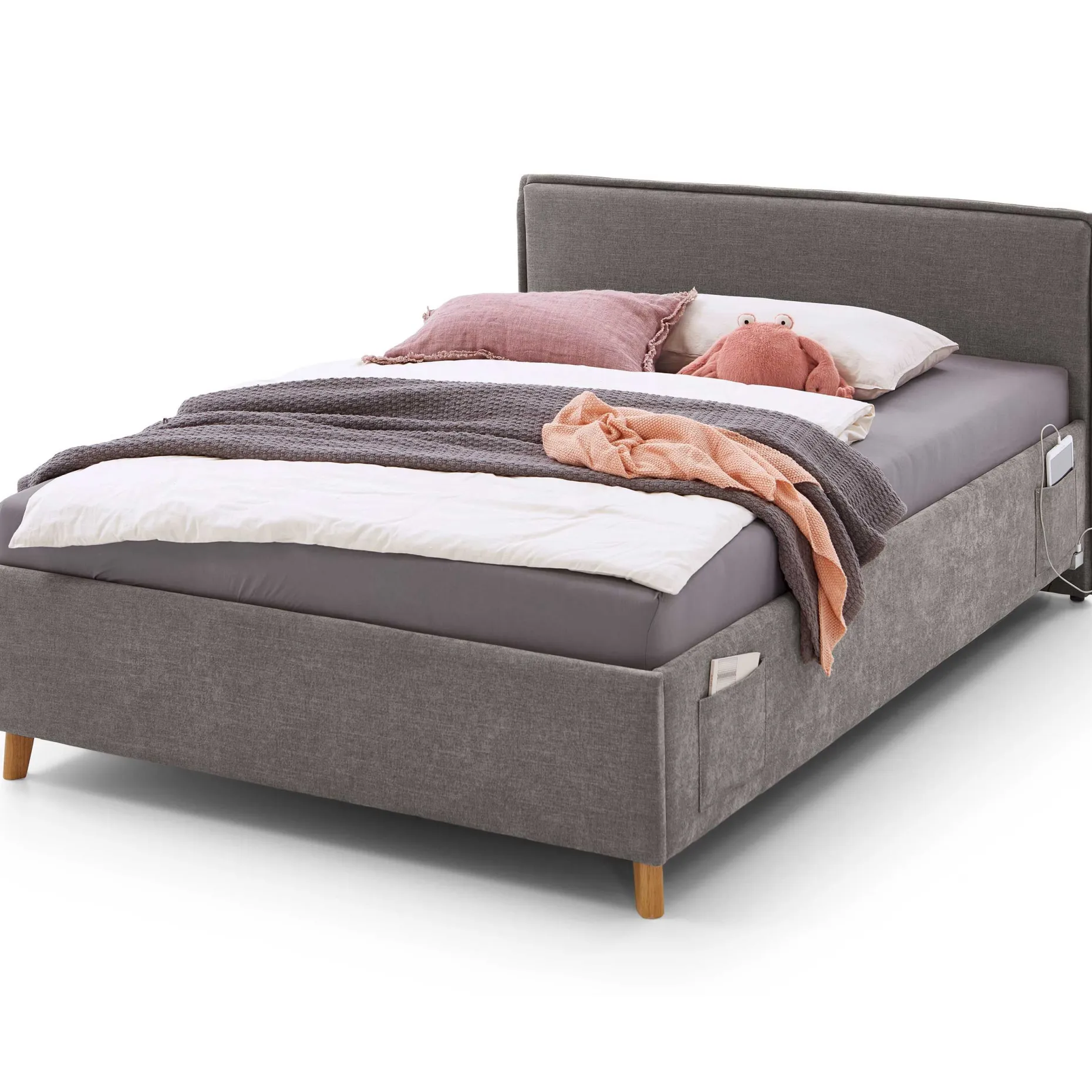 Kofferbett Ollie | 90 x 200 cm | Design Grau