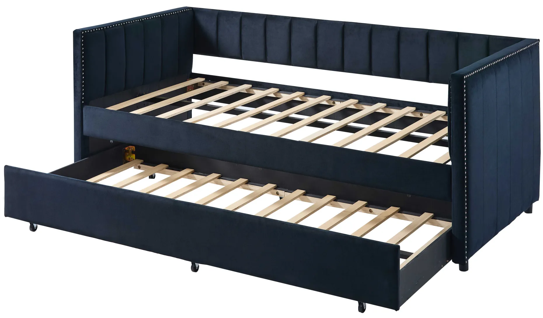 Kojenbett Auckland - 90 x 200 cm - Mit Rollbett - Schwarzer Velours