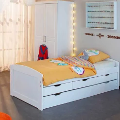 Kojenbett Thomas 200 mit Schubladen und Zusatzbett - white wash