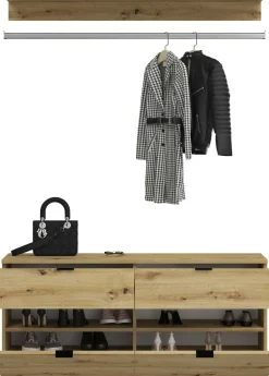 Kombination Kleiderschrank Projekt X Emob - Artisan Oak - 212x193x34 cm - Spiegel