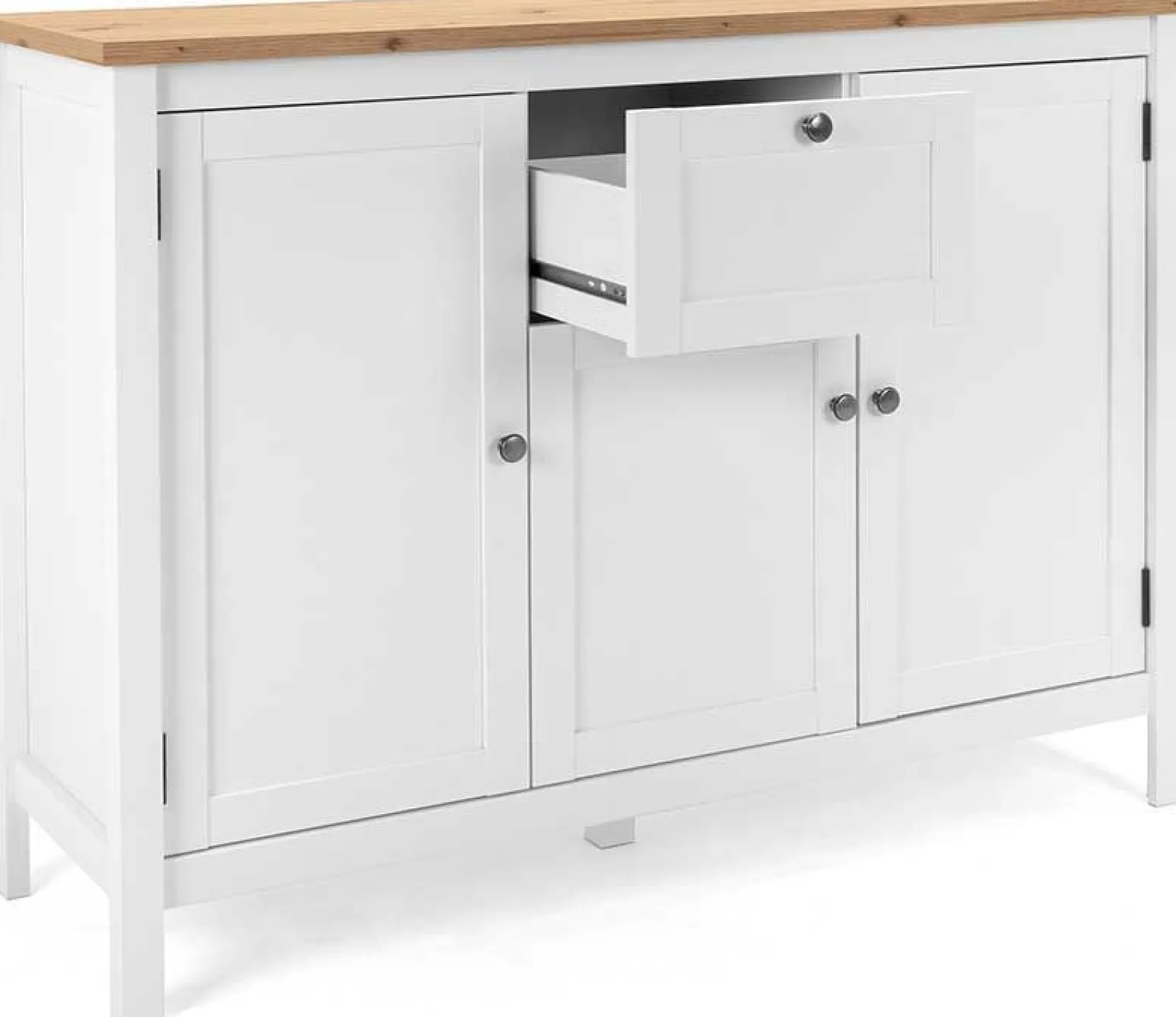 Kommode Berge 120cm 3 Türen und 1 Schublade - weiß/Eiche