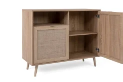 Kommode Bilal 102cm 2 Türen - Eiche/rafia
