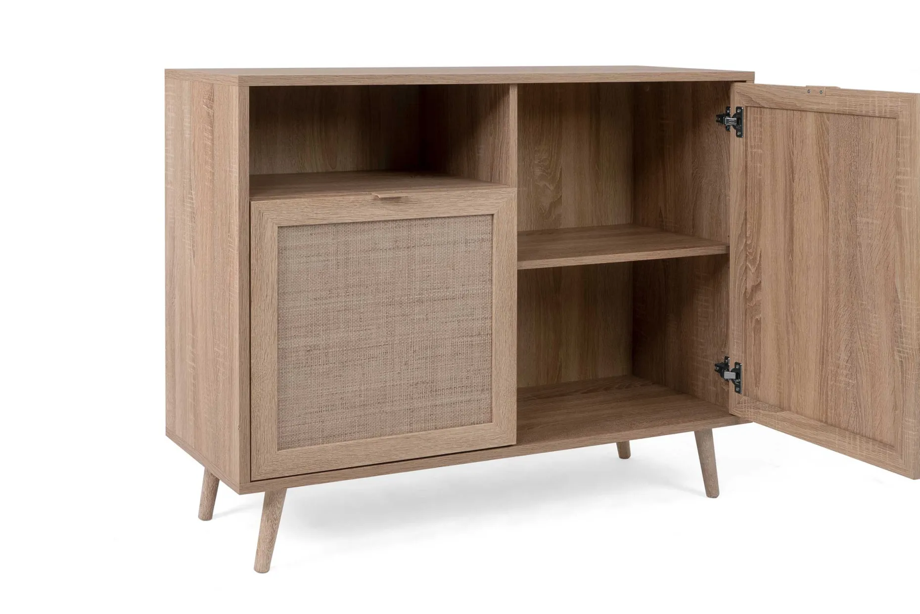 Kommode Bilal 102cm 2 Türen - Eiche/rafia