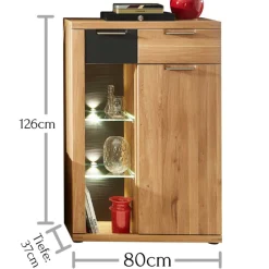 Kommode Blanka 80cm 1 Tür und 2 Schubladen - Eiche/anthrazit