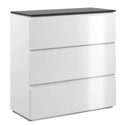 Kommode Bresse - 89x40x92cm - 3 Schubladen - Hochglanz weiß/anthrazit