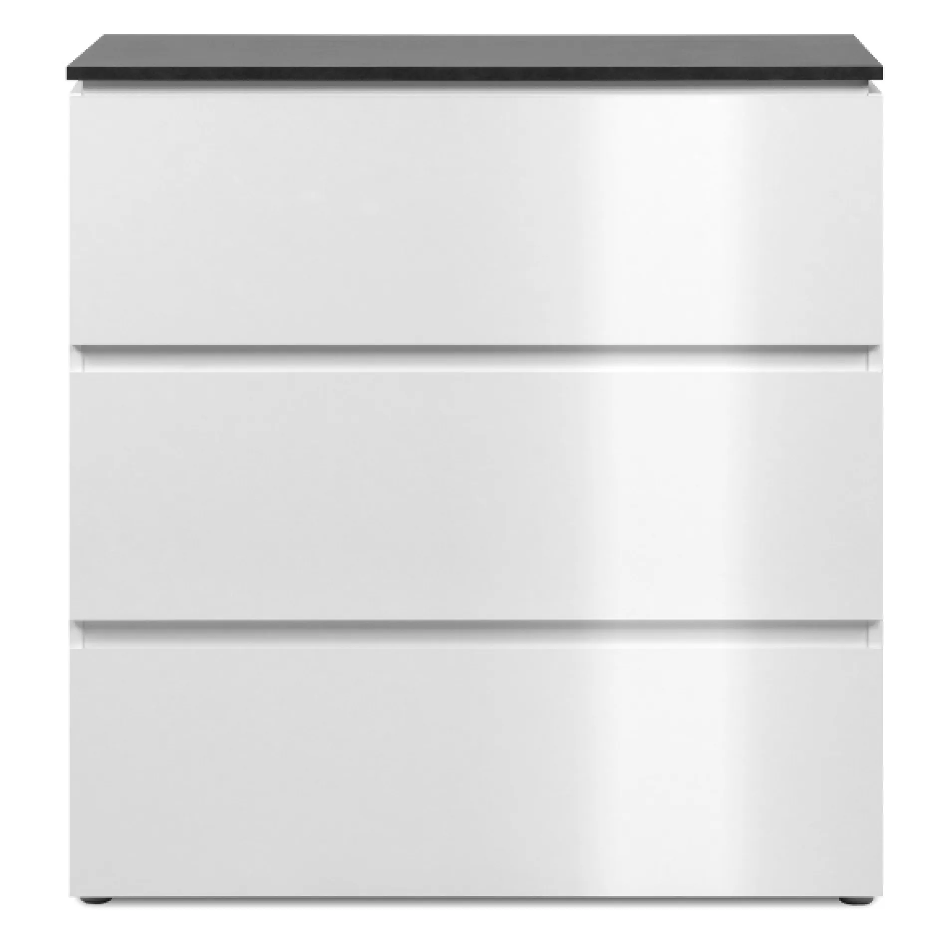 Kommode Bresse - 89x40x92cm - 3 Schubladen - Hochglanz weiß/anthrazit