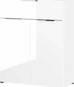Kommode Dudek 83cm mit 2 Türen und 1 Schublade - weiß