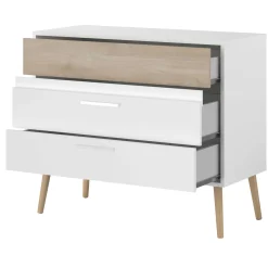 Kommode Hardy 91cm mit 3 Schubladen - Molke/Eiche
