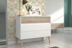 Kommode Hardy 91cm mit 3 Schubladen - Molke/Eiche
