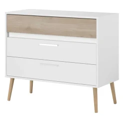 Kommode Hardy 91cm mit 3 Schubladen - Molke/Eiche