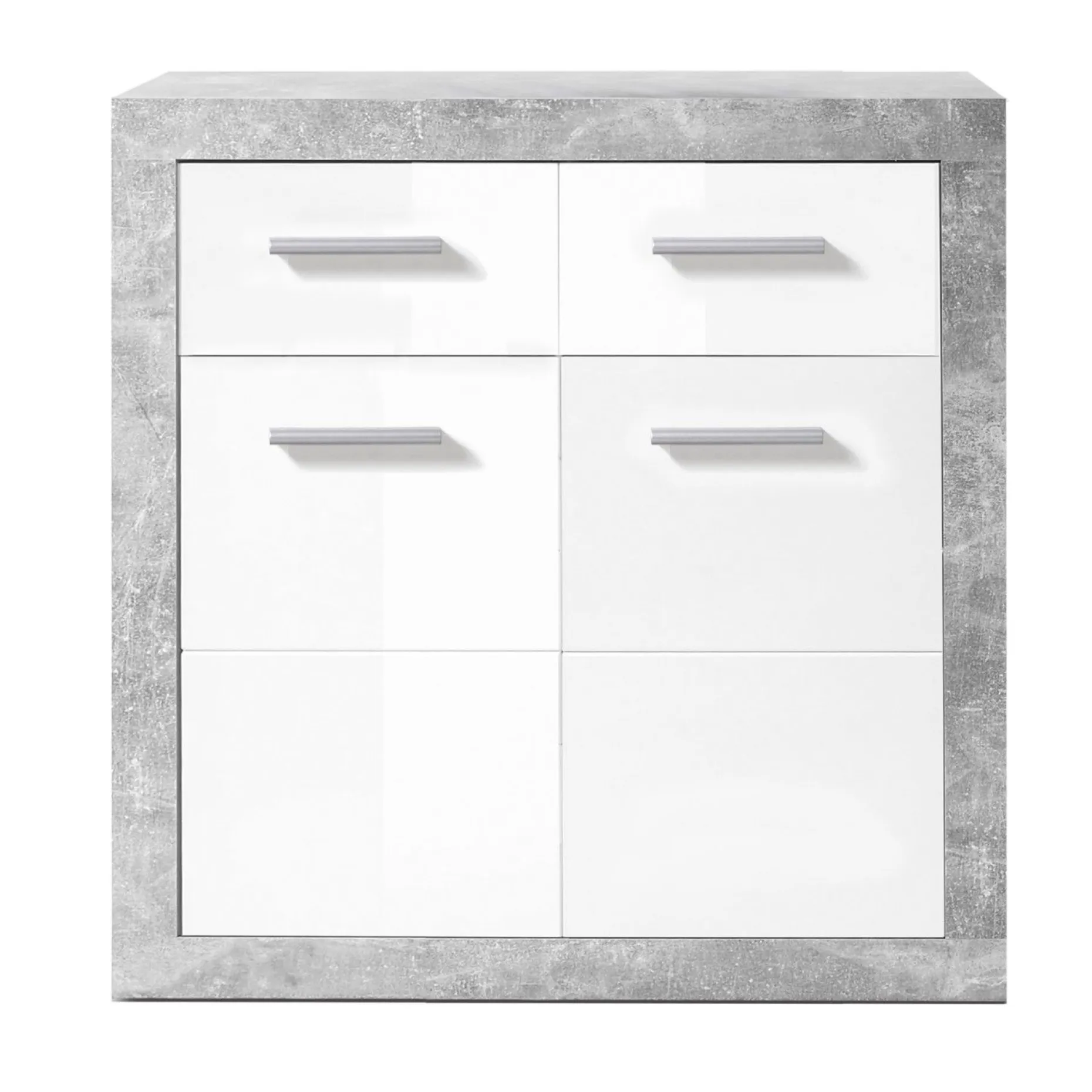 Kommode Inga 82 cm mit 2 Türen und 2 Schubladen - Beton/Weiß
