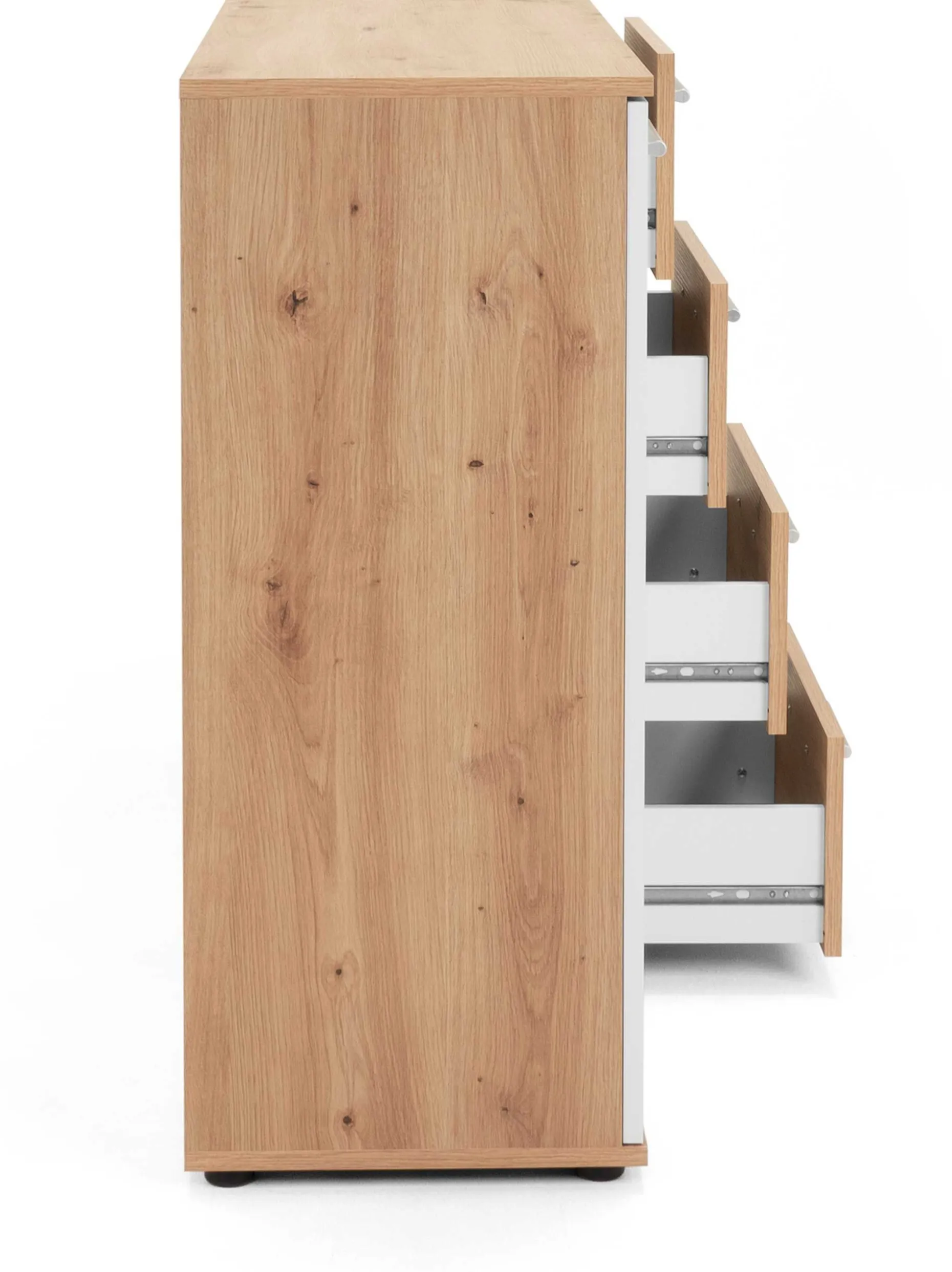 Kommode Jakob 120cm 2 Türen und 4 Schubladen - Artisan Eiche/Weiß