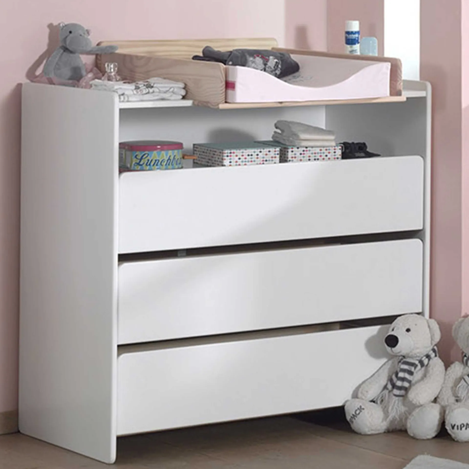 Vipack Kommode Kiddy 90x72x106cm mit Wickeltisch 3 Schubladen -