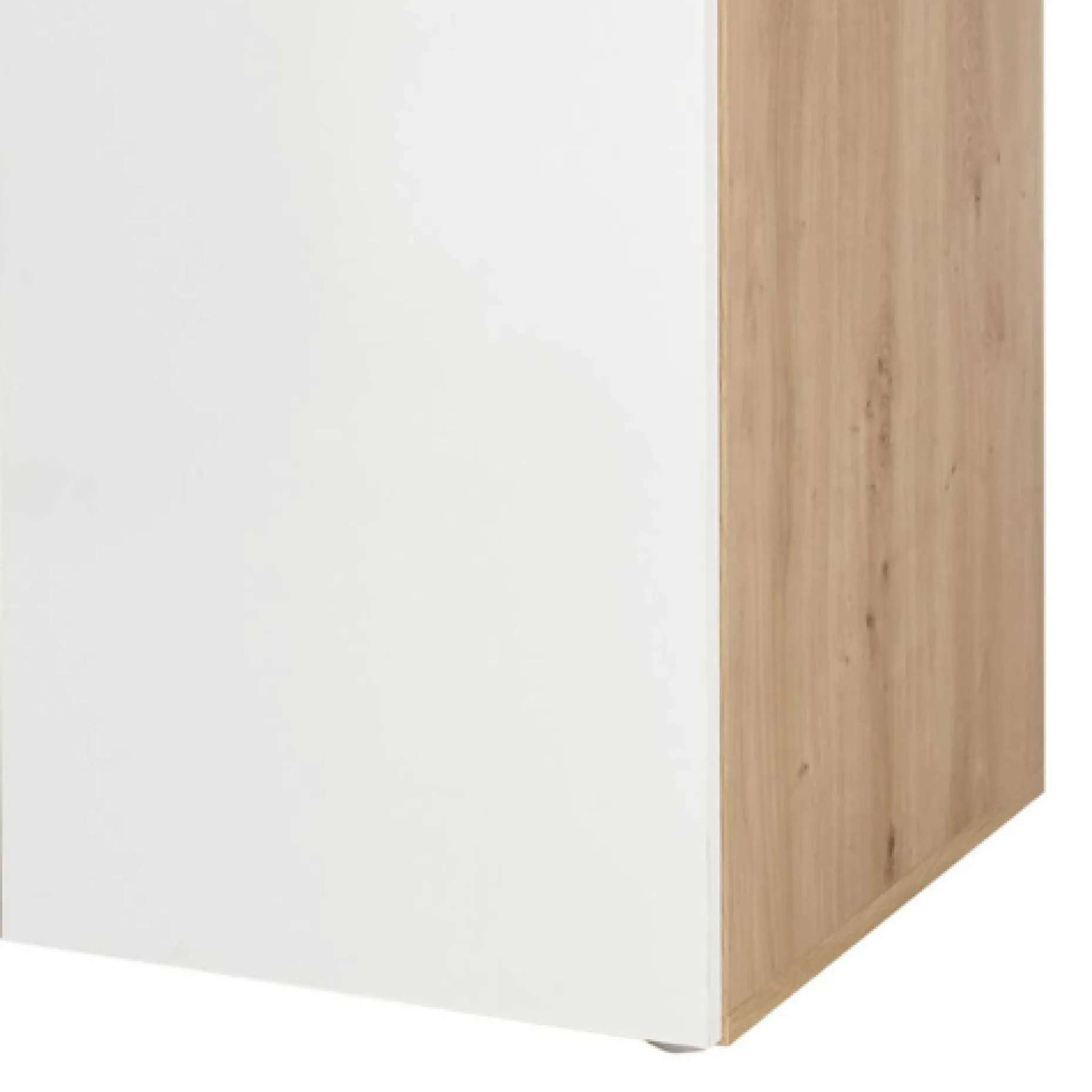 Kommode Lobi 2 Türen 4 Schubladen - weiß glänzend/Holz