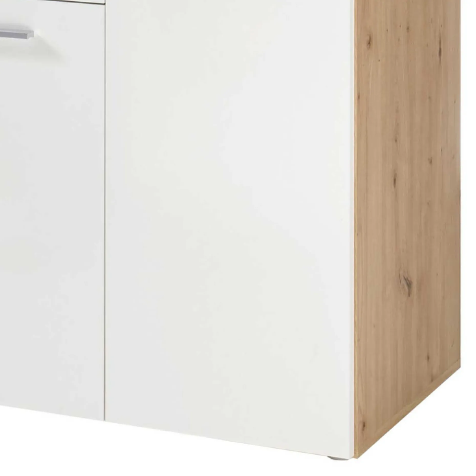 Kommode Lobi 4 Türen 2 Schubladen - weiß glänzend/Holz
