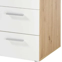 Kommode Lobi 1 Tür 4 Schubladen - weiß glänzend/Holz