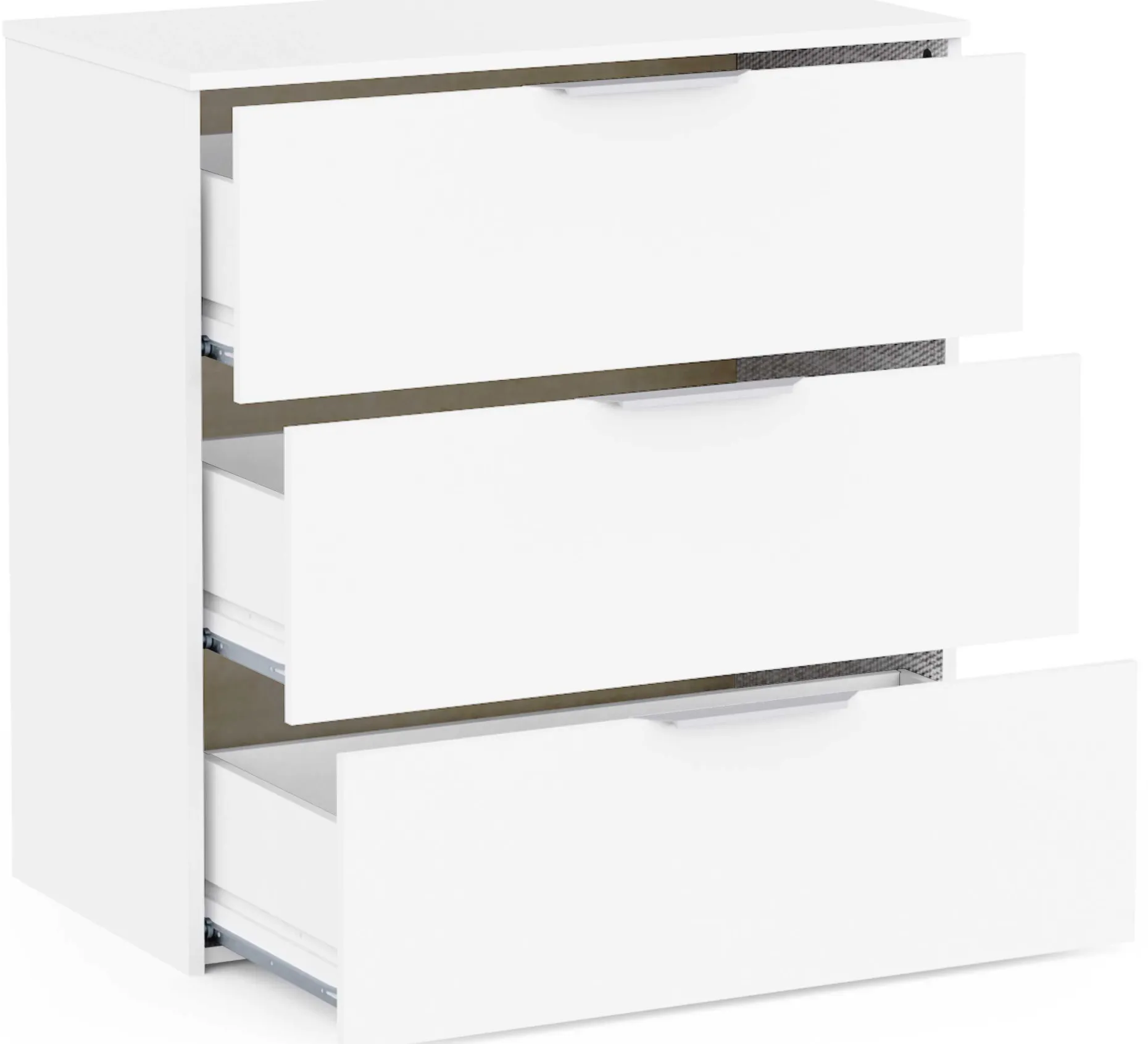 Kommode Micheline - 80x41x81cm - 3 Schubladen - weiß