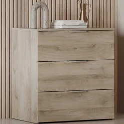 Kommode Micheline - 80x41x81cm - 3 Schubladen - Eiche Dekor