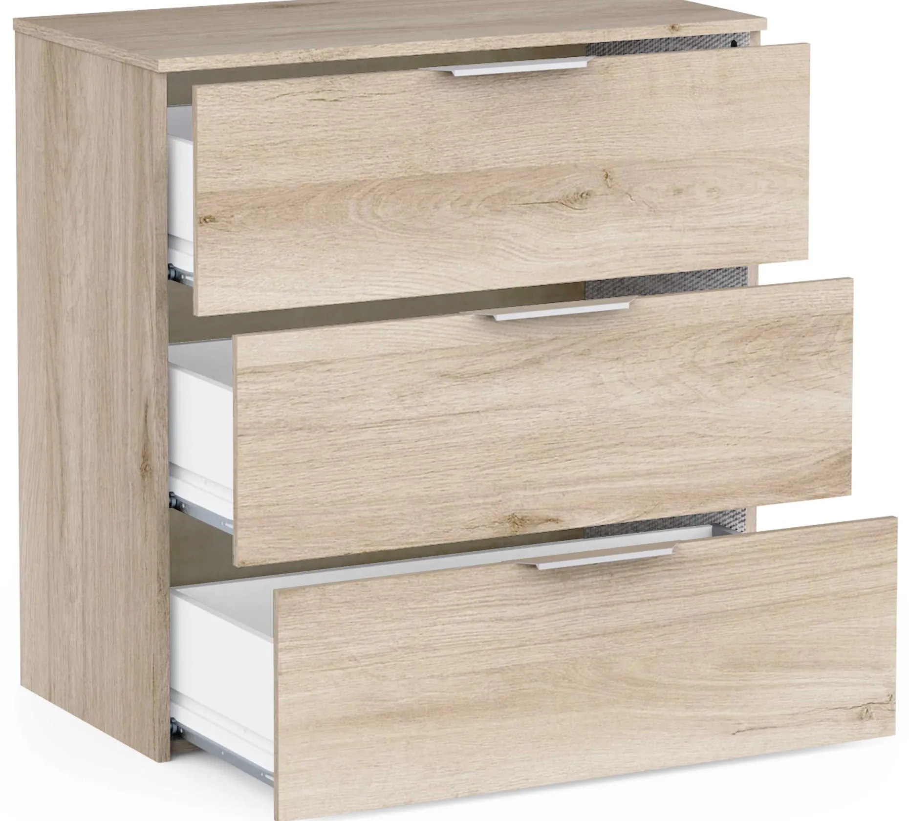 Kommode Micheline - 80x41x81cm - 3 Schubladen - Eiche Dekor