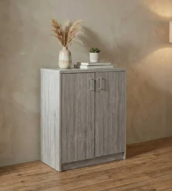 Kommode Spacio 84cm 2 Türen - Eiche grau