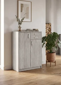 Kommode Spacio 110cm 2 Türen/2 Schubladen - Eiche grau