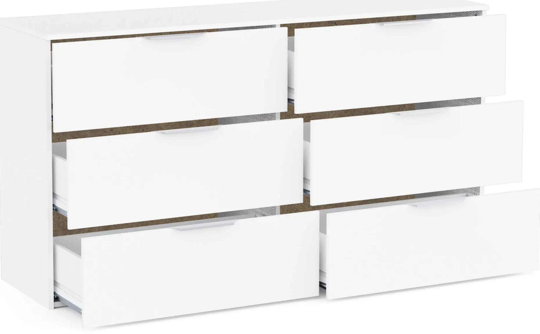 Kommode Spectre - 151x41x81cm - 6 Schubladen - weiß