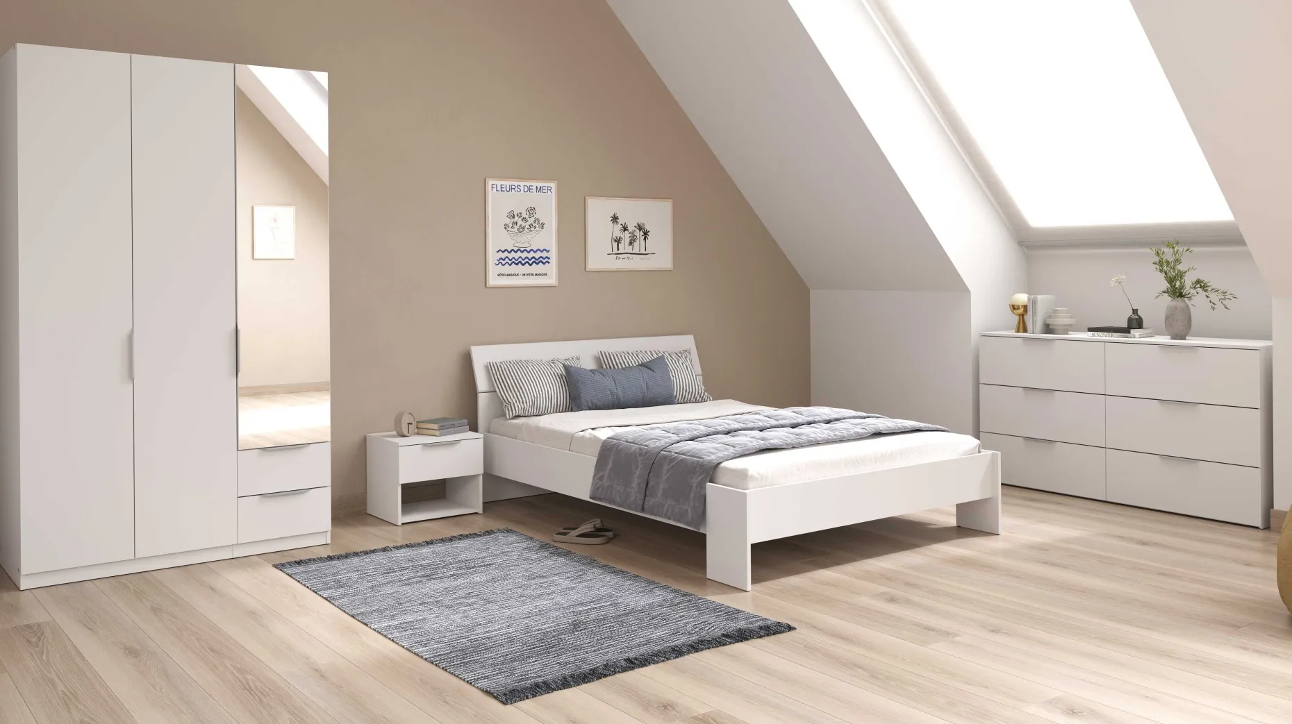 Kommode Spectre - 151x41x81cm - 6 Schubladen - weiß