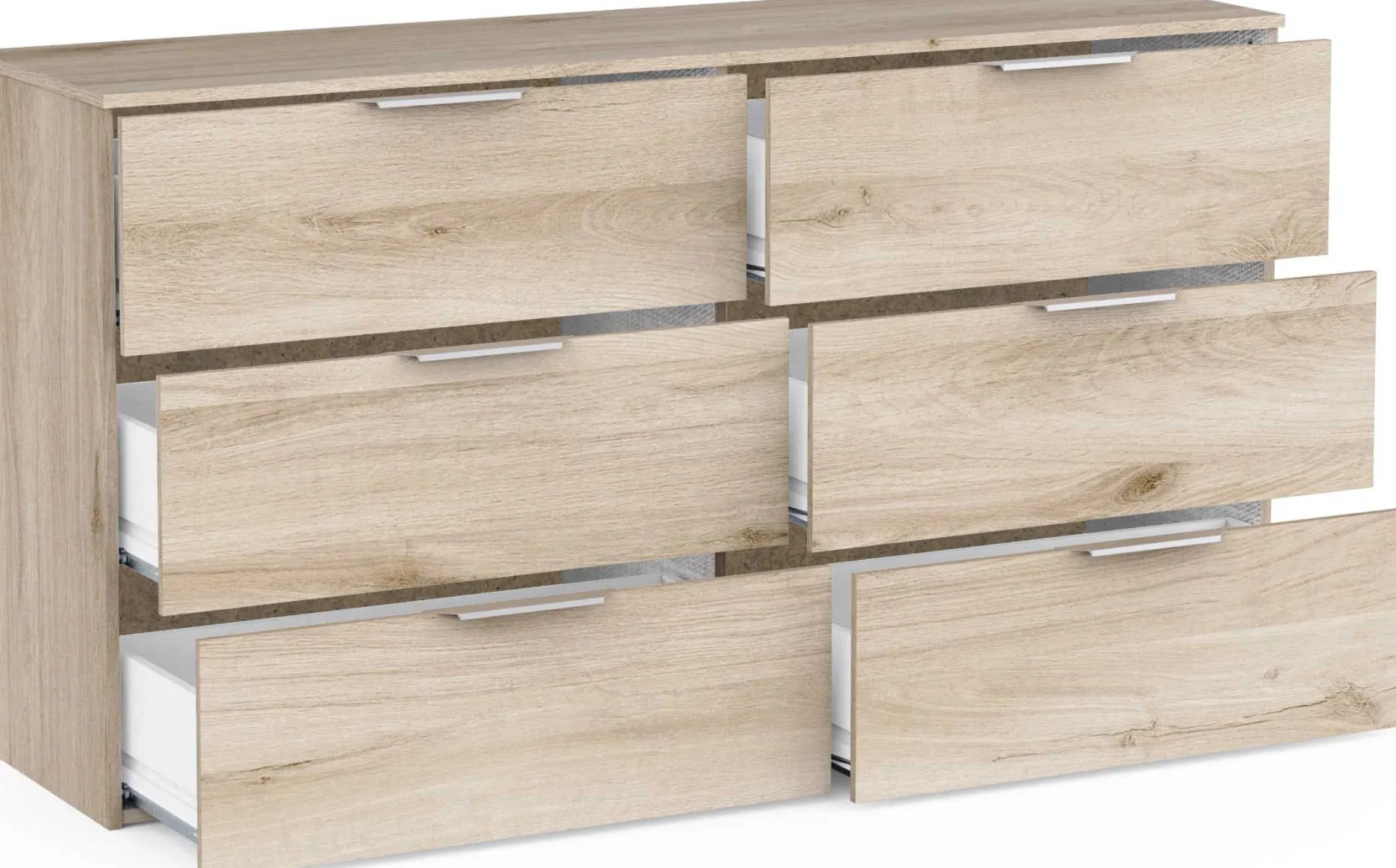 Kommode Spectre - 151x41x81cm - 6 Schubladen - Eiche Dekor