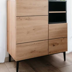 Kommode Ted 80cm 2 Türen - Eiche/schwarz