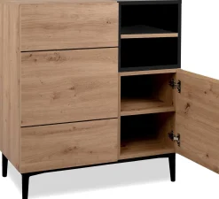 Kommode Ted 80cm 2 Türen - Eiche/schwarz