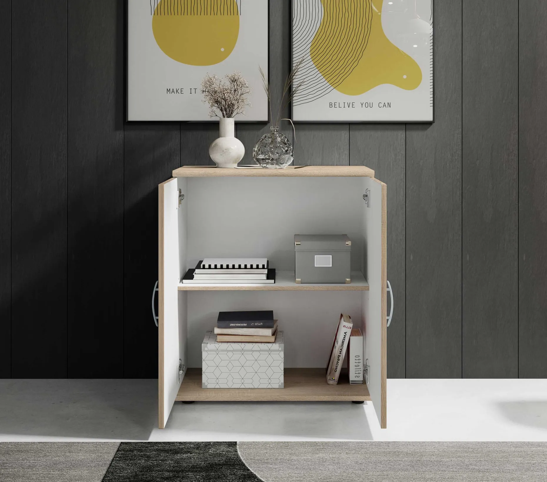 Kommode Viviane 60cm mit 2 Türen - Eiche