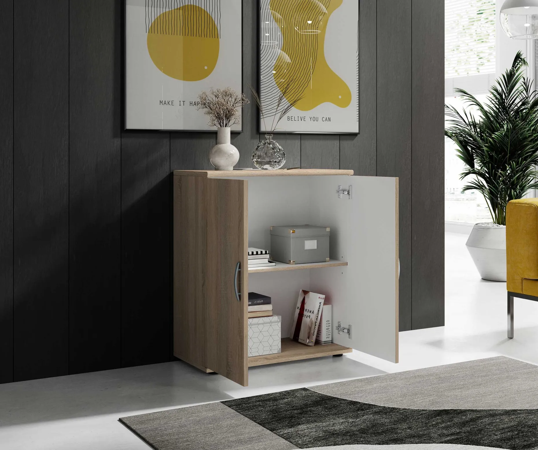 Kommode Viviane 60cm mit 2 Türen - Eiche