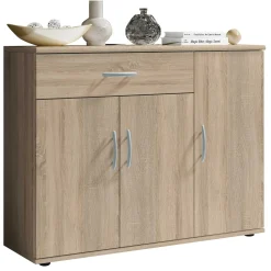 Kommode Viviane 90cm mit 3 Türen und 1 Schublade - Eiche