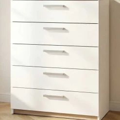 Kommode Watson - 80x41x102cm - 5 Schubladen - weiß