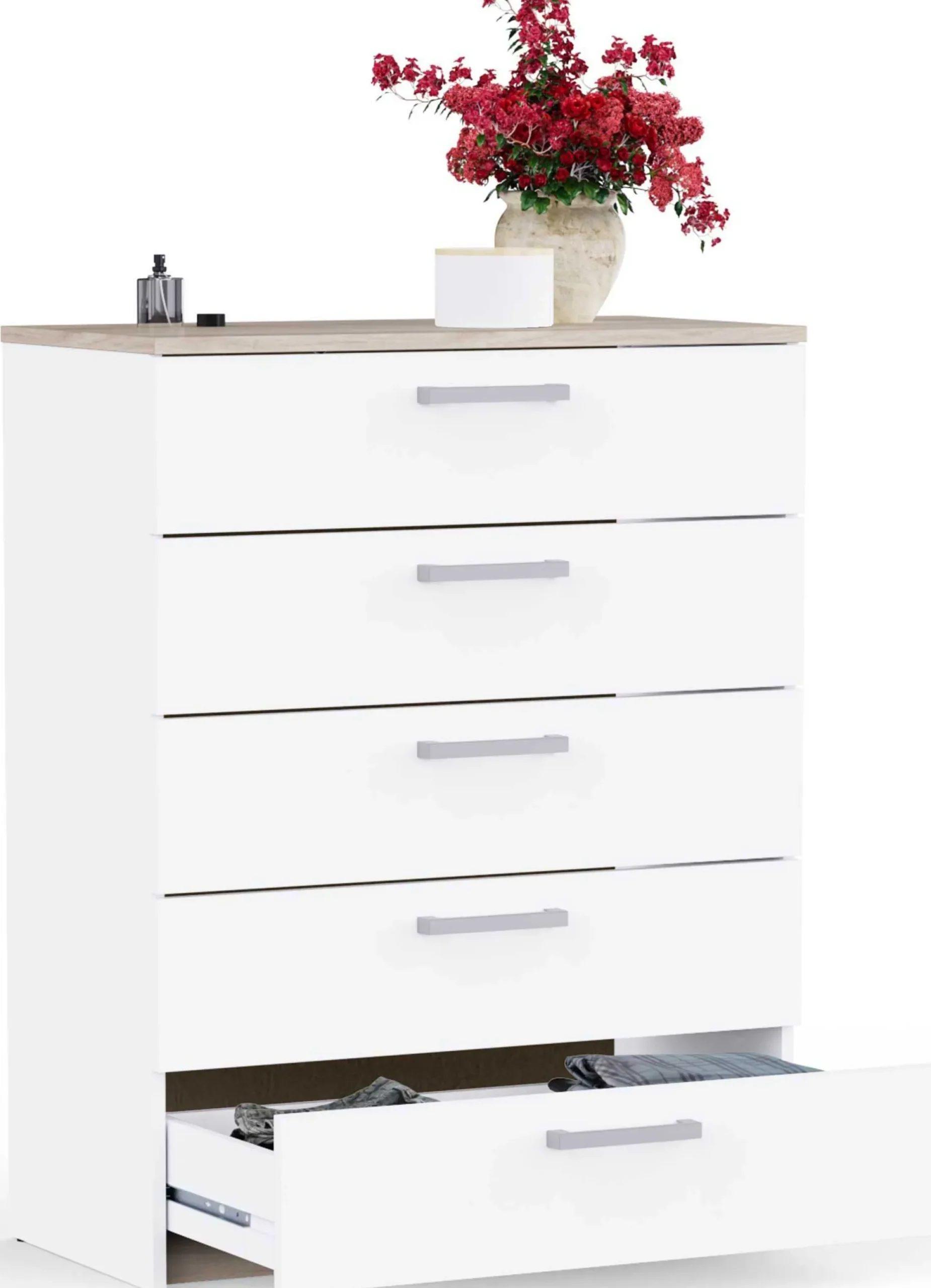 Kommode Watson - 80x41x102cm - 5 Schubladen - weiß